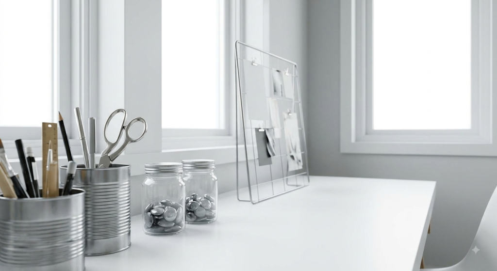 An inspiring, minimalist creative space using Metal to bring structure and finish to projects